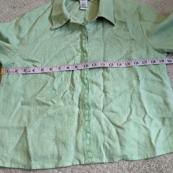 Adolfo Studio Top Button Front 100% Linen 90's Relaxed Fit Coastal Size 4 - Picture 8 of 11